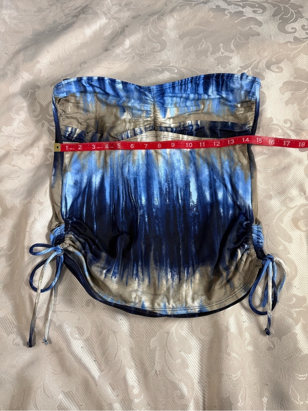 Tommy Bahama Blue Abstract Halter Tankini Top Size L Ruched Side Swimwear - Picture 5 of 8